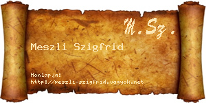 Meszli Szigfrid névjegykártya
